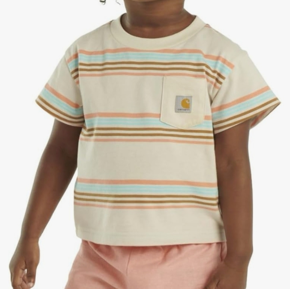 Carhartt Girls Striped Pocket Tshirt 2T